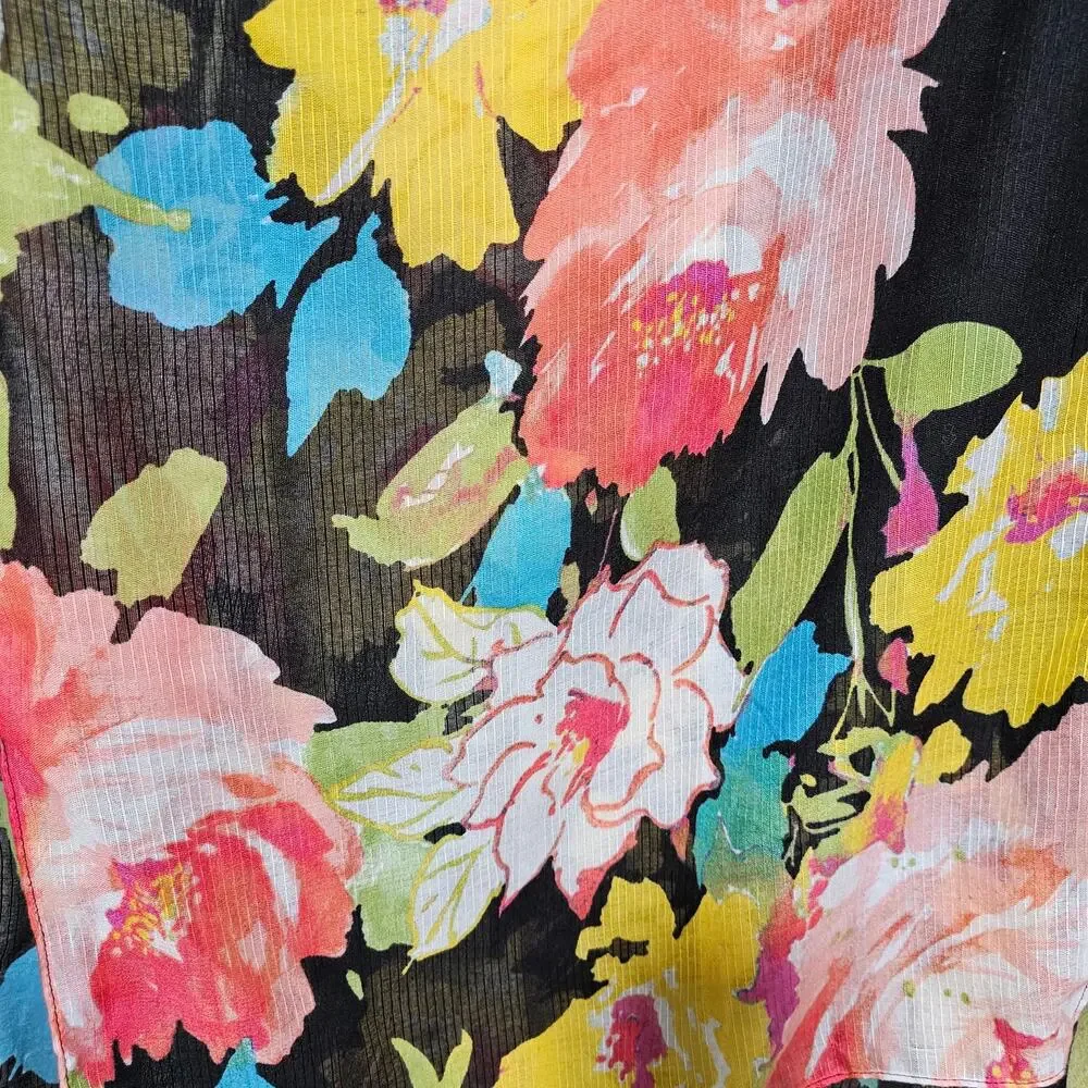 Vince Camuto Womens One Size Open Front Shrug/Cardigan Black & Multicolor Floral
